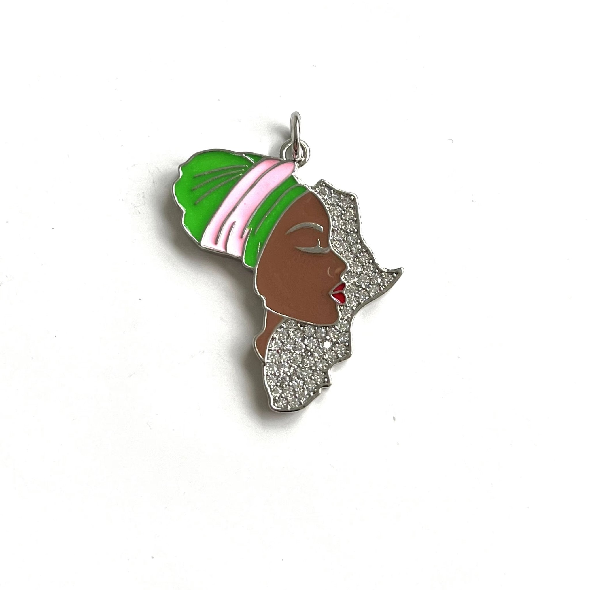 5PCS Africa Map Pendant with Cubic Zirconia Accent - Flexi Africa - Flexi Africa offers Free Delivery Worldwide - Vibrant African traditional clothing showcasing bold prints and intricate designs