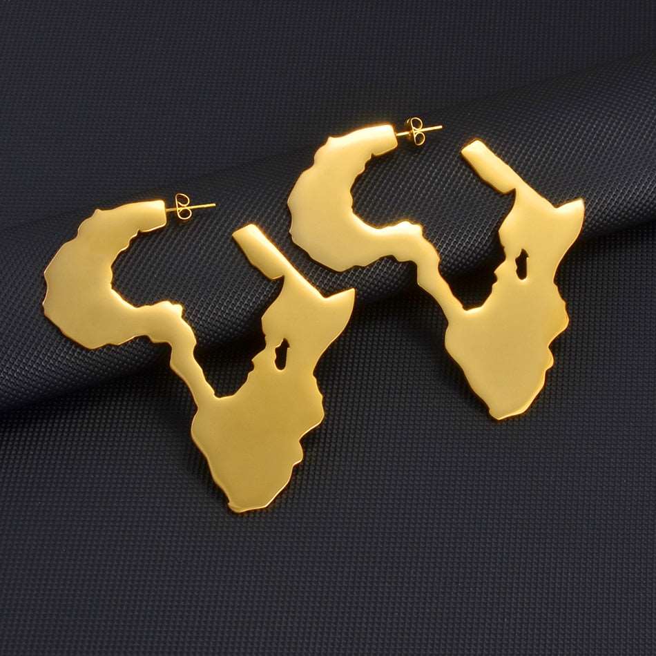 African Map Big Earrings Wedding Stud - Flexi Africa - Flexi Africa offers Free Delivery Worldwide - Vibrant African traditional clothing showcasing bold prints and intricate designs