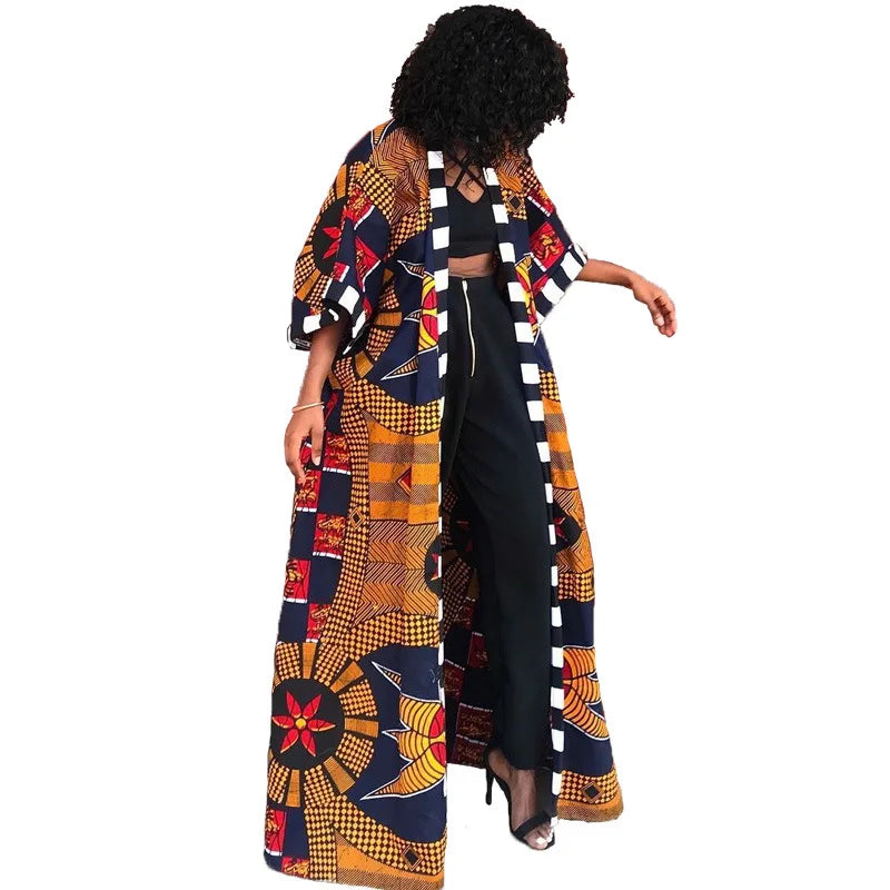 Africa Clothes for Women  2021 Dashiki Autumn Winter African Women Printing Long Shirt Cardigan Coat Dress African Dresses Women - Flexi Africa - Flexi Africa offers Free Delivery Worldwide - Vibrant African traditional clothing showcasing bold prints and intricate designs