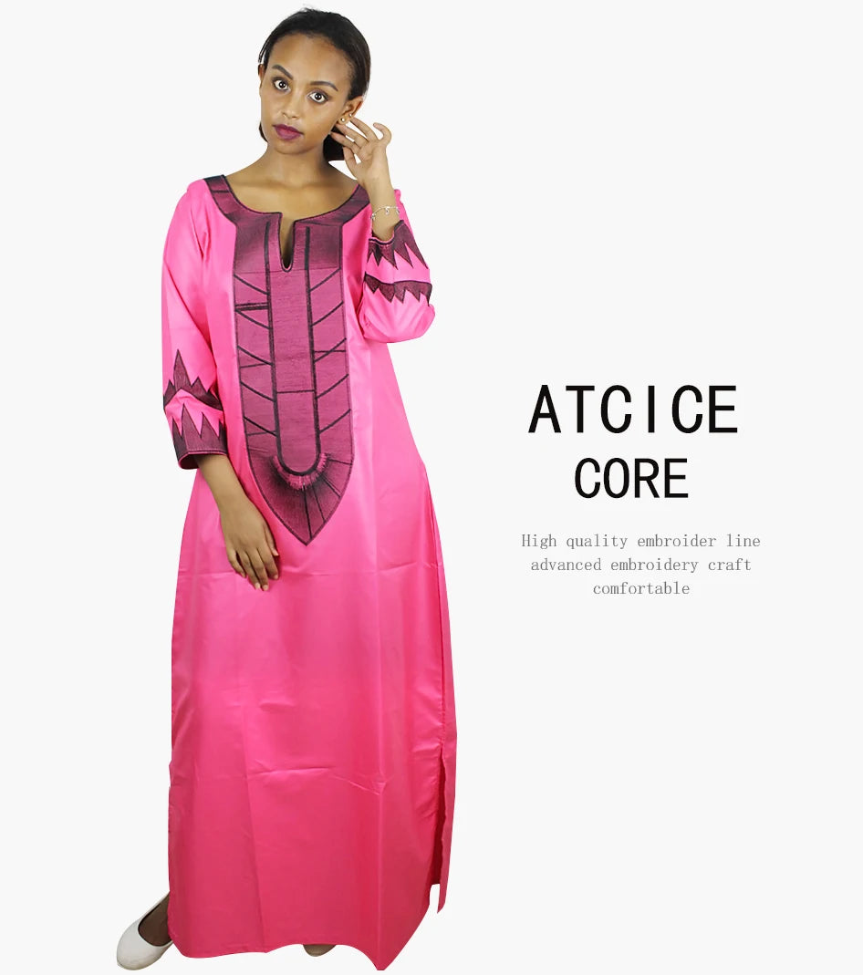 Buy African Dresses For Woman Soft Material Embroidery Design Long Dress Without Scarf for only $14.23 at Flexi Africa!