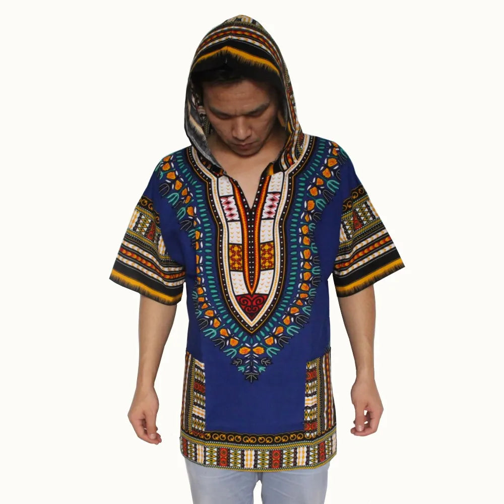 Dashiki-Inspired Hoodies: Relaxed Fit, Authentic African Dashiki Fabric, 100% Cotton, Unisex Fashion Kimono Hooded Attire - Flexi Africa - Flexi Africa offers Free Delivery Worldwide - Vibrant African traditional clothing showcasing bold prints and intricate designs