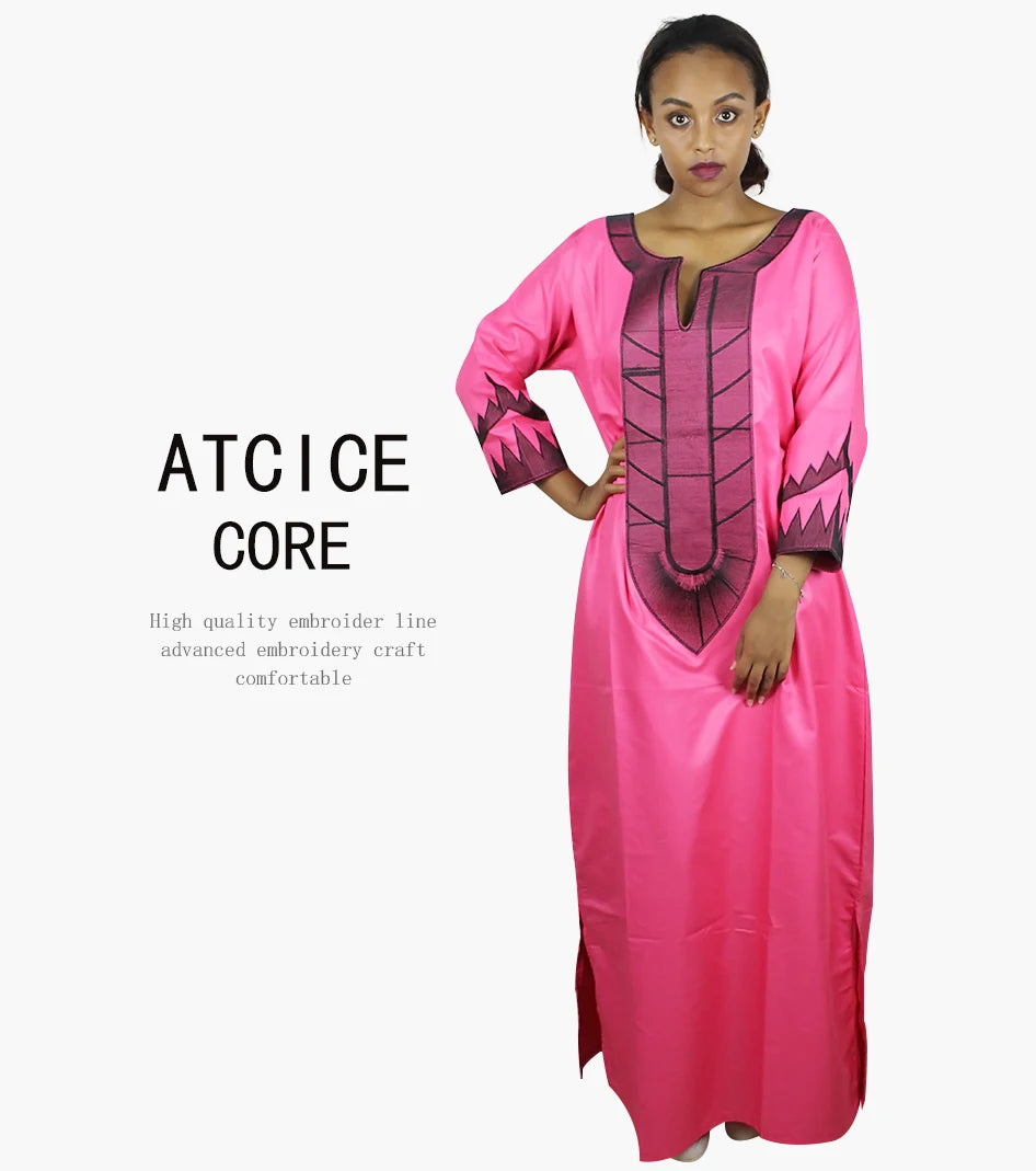 Buy African Dresses For Woman Soft Material Embroidery Design Long Dress Without Scarf for only $14.23 at Flexi Africa!