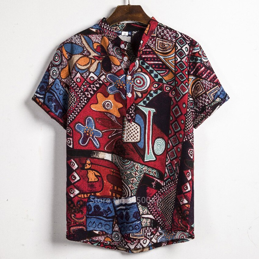 Stylish African Dashiki Print Dress Shirt for Men: Casual Streetwear with Ethnic Flair - Flexi Africa - Flexi Africa offers Free Delivery Worldwide - Vibrant African traditional clothing showcasing bold prints and intricate designs