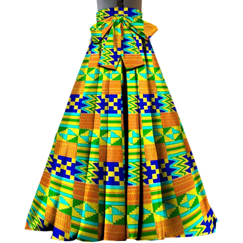 ON SALE!!! youth maxi skirt, African kente design Maxi Skirt With Pockets High Waist Ethnic Clothing Ankara Long Wax Skirt