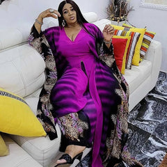 Chic Summer Party Attire: African Women's 2PC Maxi Dress & Pants Set - Flexi Africa - Flexi Africa offers Free Delivery Worldwide - Vibrant African traditional clothing showcasing bold prints and intricate designs