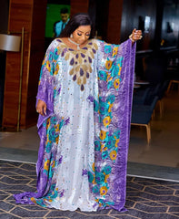 Stunning Spring/Summer Collection: Vibrant African Print Polyester Long Robes for Women - Flexi Africa - Flexi Africa offers Free Delivery Worldwide - Vibrant African traditional clothing showcasing bold prints and intricate designs