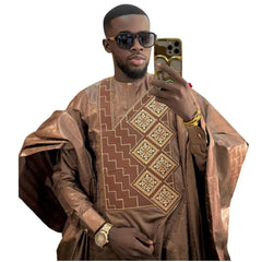 African Clothes For Man Bazin Riche Embroidery Design Top Long Sleeve