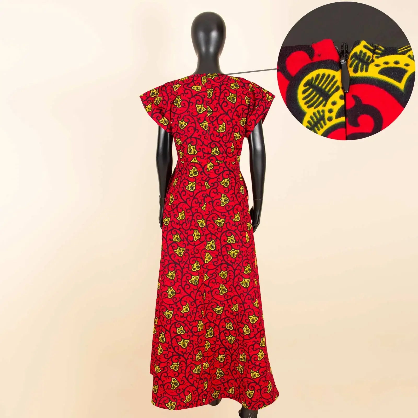 African Women's Long Trench Coat – Short Sleeve Bazin Riche Overcoat