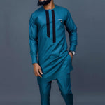 Men's long-sleeve dashiki-style top and trousers set – product photo 41 of 41