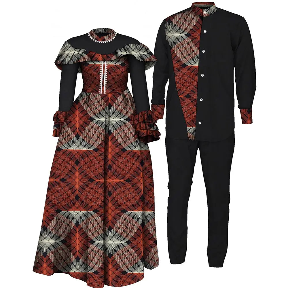 Women’s Printed Dress with Matching Men’s Suit for Weddings, Parties & Special Occasions for only $65.66 at Flexi Africa!