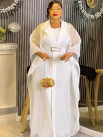 Women's Dashiki Kaftan Boubou 2-Piece Set – Diamond Embroidery Gown & Coat