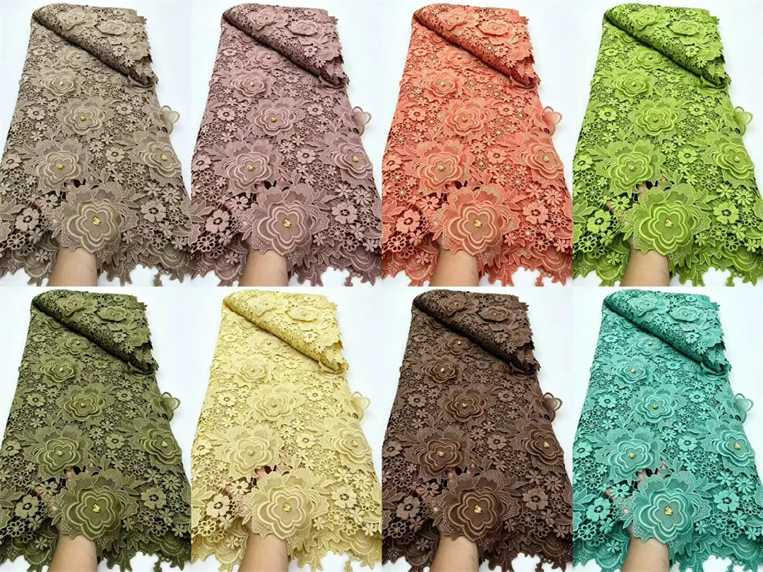 African Guipure Cord Lace Fabric – 5 Yards, Nigerian Embroidery – alternate view 8