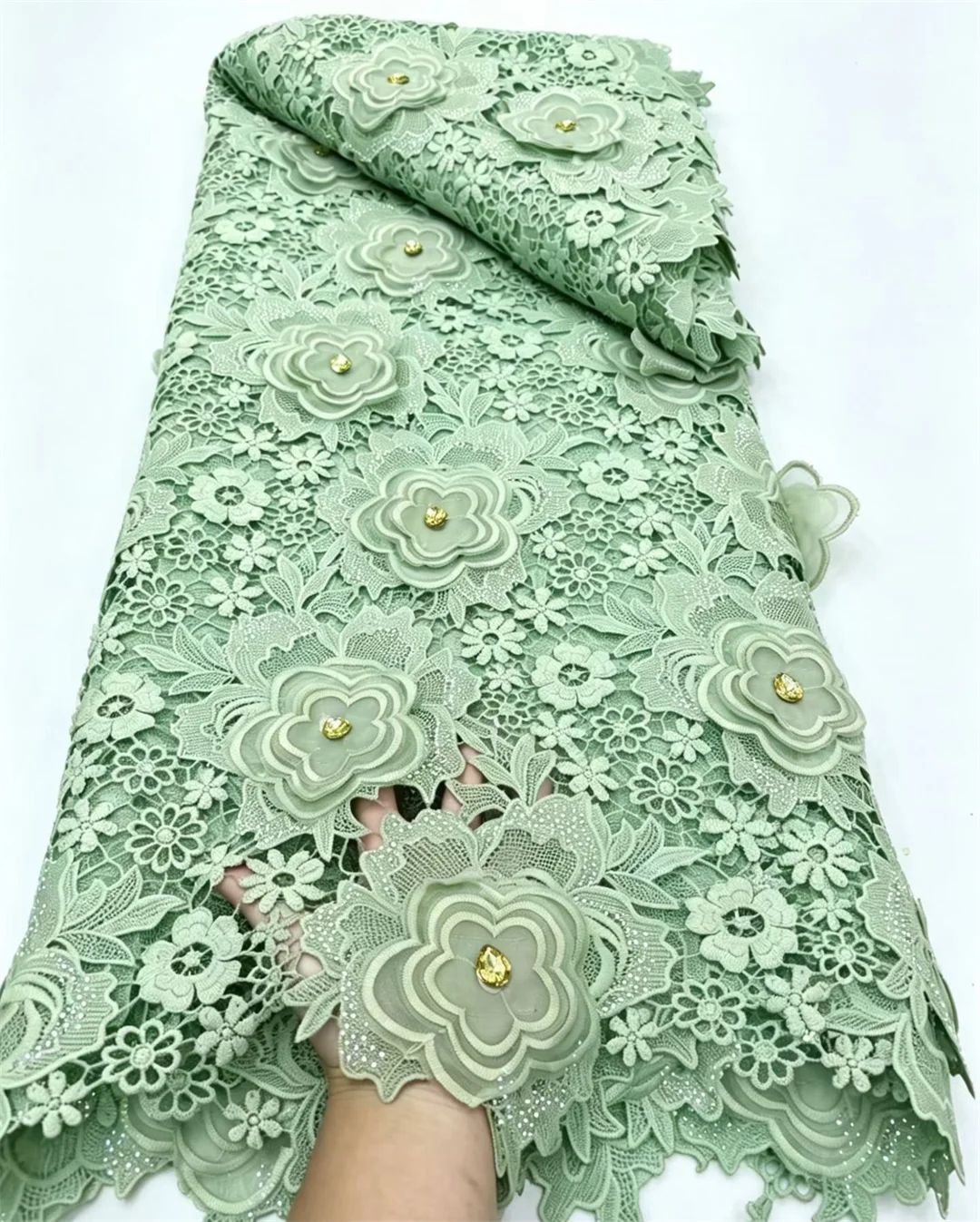 African Guipure Cord Lace Fabric – 5 Yards, Nigerian Embroidery – alternate view 23