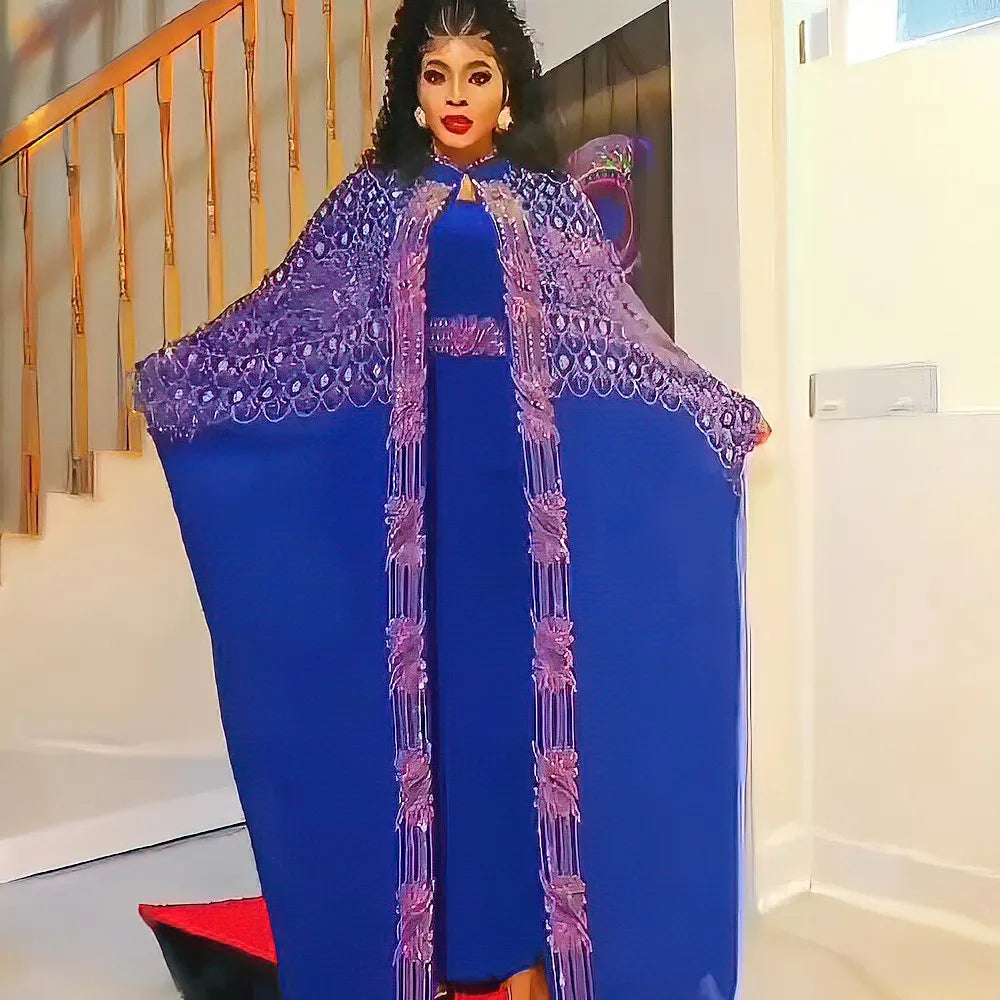 Women's Rhinestone Kanga Dress 2-Piece Set – Elegant African Party Gown – alternate view 32
