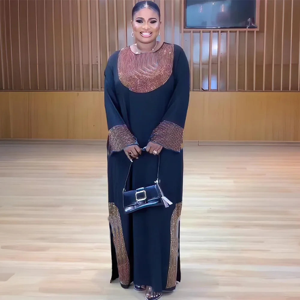 Luxury African Caftan Dress for Women – Boubou Robe for Evening Parties - Free Delivery Worldwide only at Flexi Africa