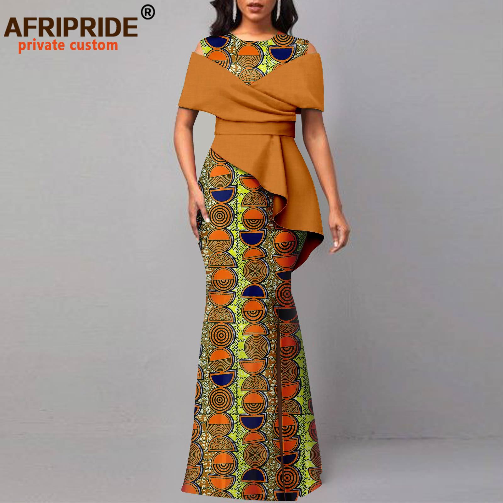 African Dresses for Women Off The Shoulder O-neck High Waist Casual Maxi Dress Ankara Attire Party Evening Outfits
