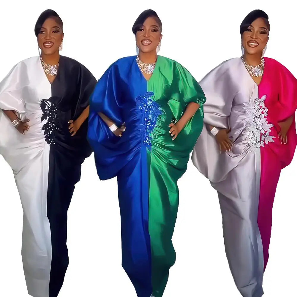 Women's African Colour-Block Boubou Kaftan