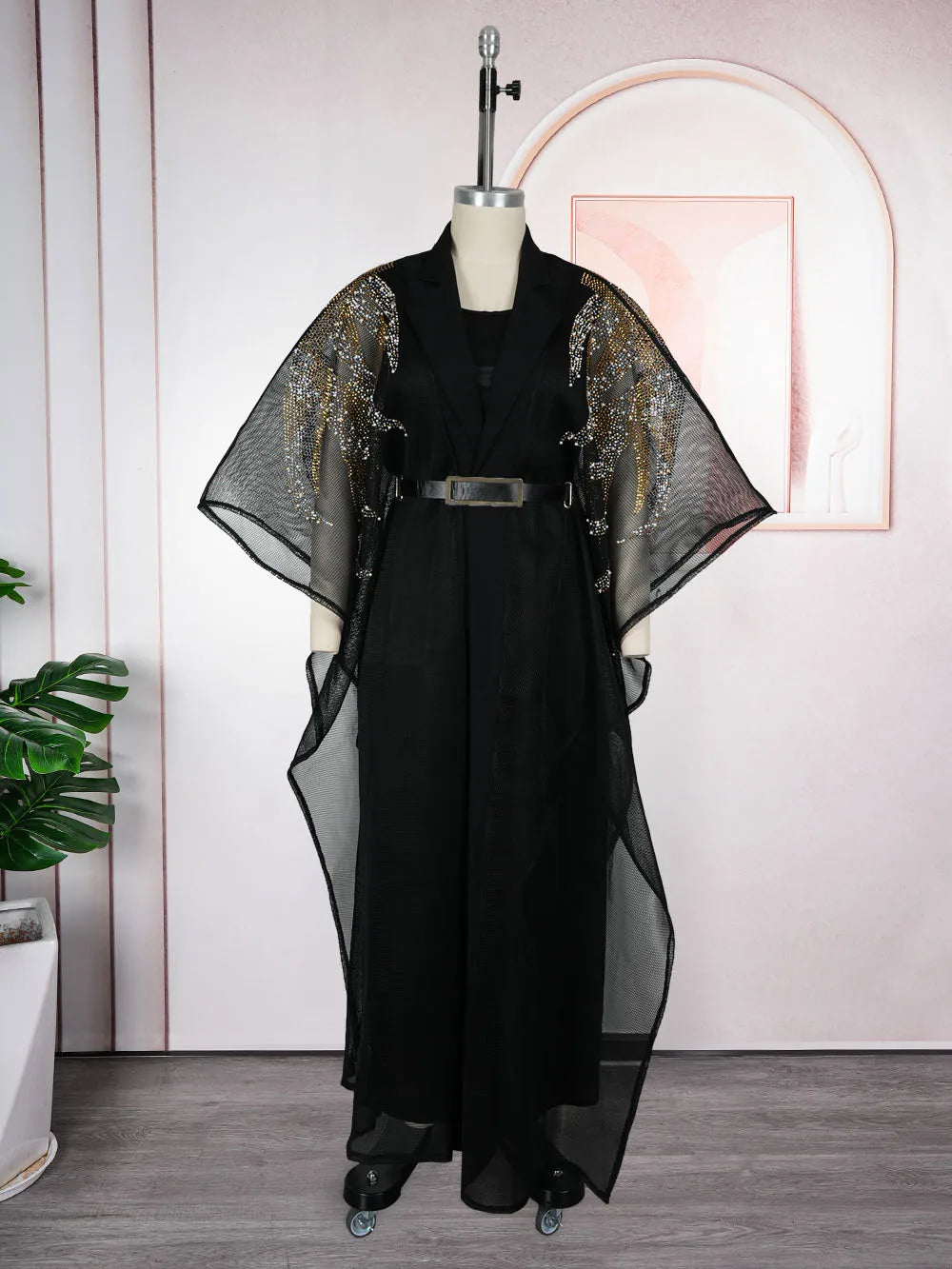 Women's Dashiki Kaftan Boubou 2-Piece Set – Diamond Embroidery Gown & Coat – alternate view 2