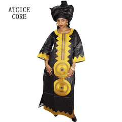 Women's African Dashiki Dress – Long Sleeve Bazin Riche Traditional Attire