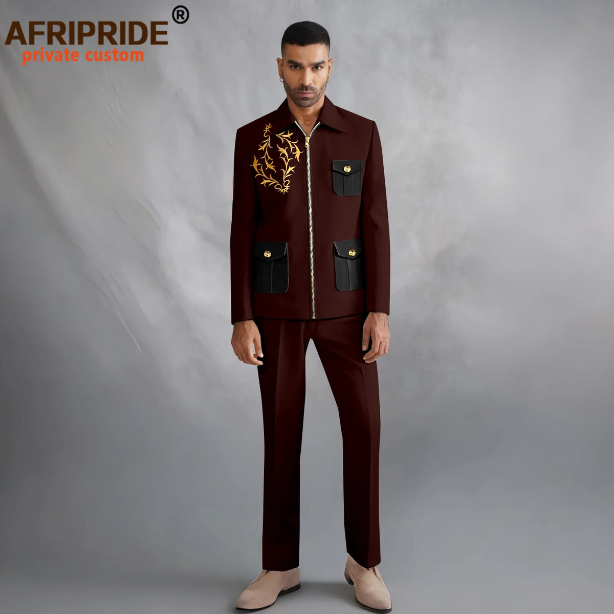 Men's Dashiki Zip Jacket & Pants 2-Piece Set – alternate view 2
