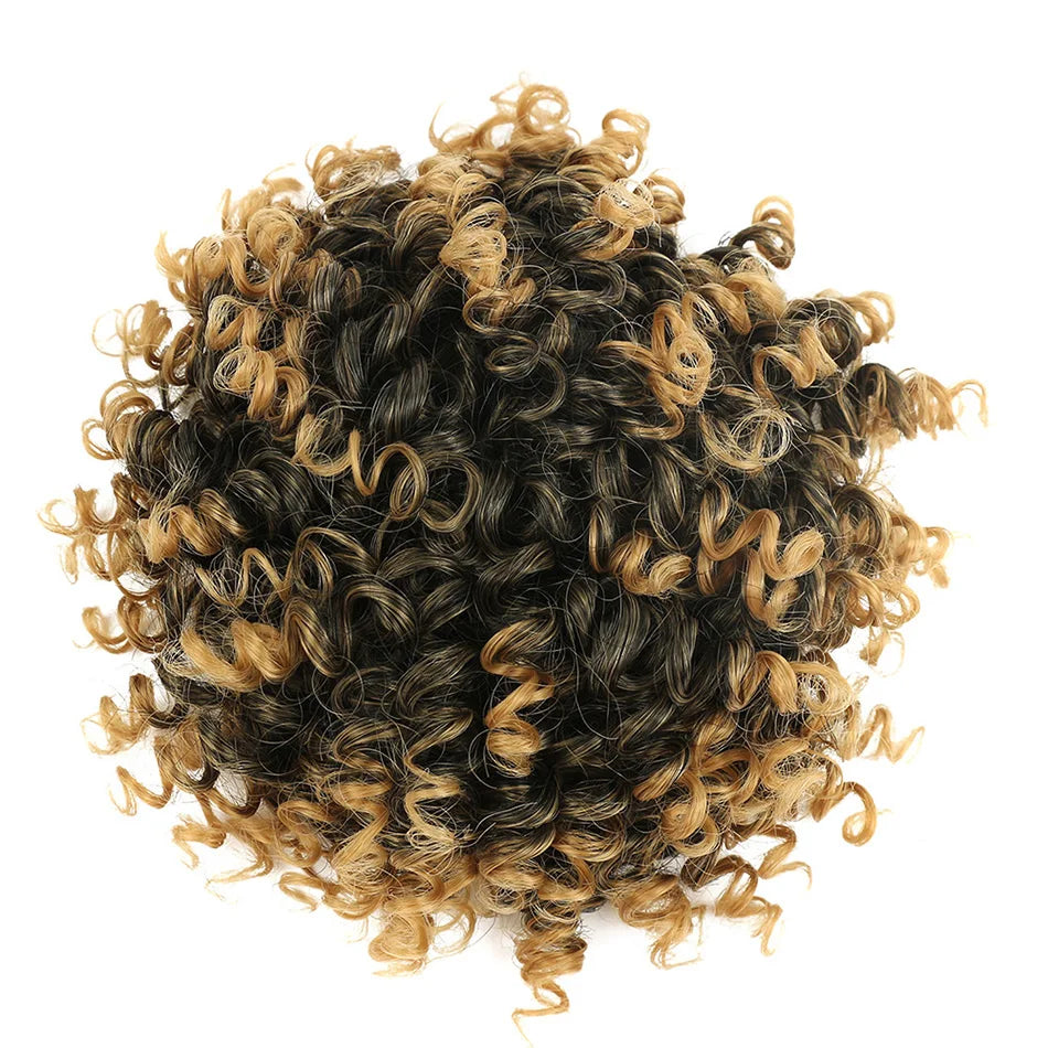 Synthetic Hair Buns For Women Afro Puff Curly Chignon Drawstring Ponytail Natural Black With Hair Extensions Hairpieces - Flexi Africa - Flexi Africa offers Free Delivery Worldwide - Vibrant African traditional clothing showcasing bold prints and intricate designs
