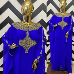 Elegant Dashiki Abaya for Women – Printed Maxi Bazin Dress with Batwing Sleeves and Sash
