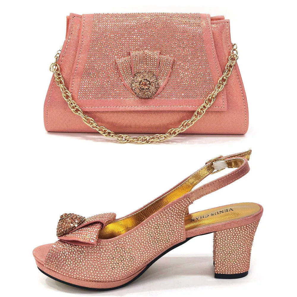 Women's Sequin Pointed-Toe Slingback Heels & Bag Set – 6.5cm Block Heel – alternate view 22