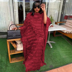 African Bubu Dress for Women – Loose Fit Fluffy Fabric with Round Neck and Batwing Sleeves