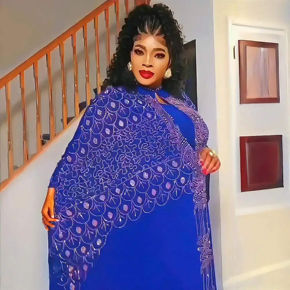 Women's Rhinestone Kanga Dress 2-Piece Set – Elegant African Party Gown – alternate view 36