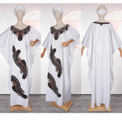 African Plus Size Dress for Women – Bazin Riche Embroidered Dashiki Gown for Events