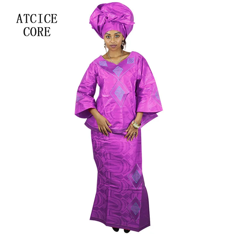 Women's Embroidered Long Dress with Matching Headscarf, image 4 of 6 – Flexi Africa