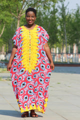 Timeless African Inspired Long Summer Dress: Casual Cotton Fashion for Elegant Holiday Beachwear - Flexi Africa - Flexi Africa offers Free Delivery Worldwide - Vibrant African traditional clothing showcasing bold prints and intricate designs