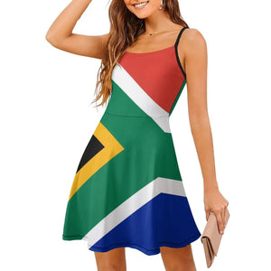 Exotic Woman's Gown Suspender Dress South Africa Flag - Flexi Africa - Flexi Africa offers Free Delivery Worldwide - Vibrant African traditional clothing showcasing bold prints and intricate designs