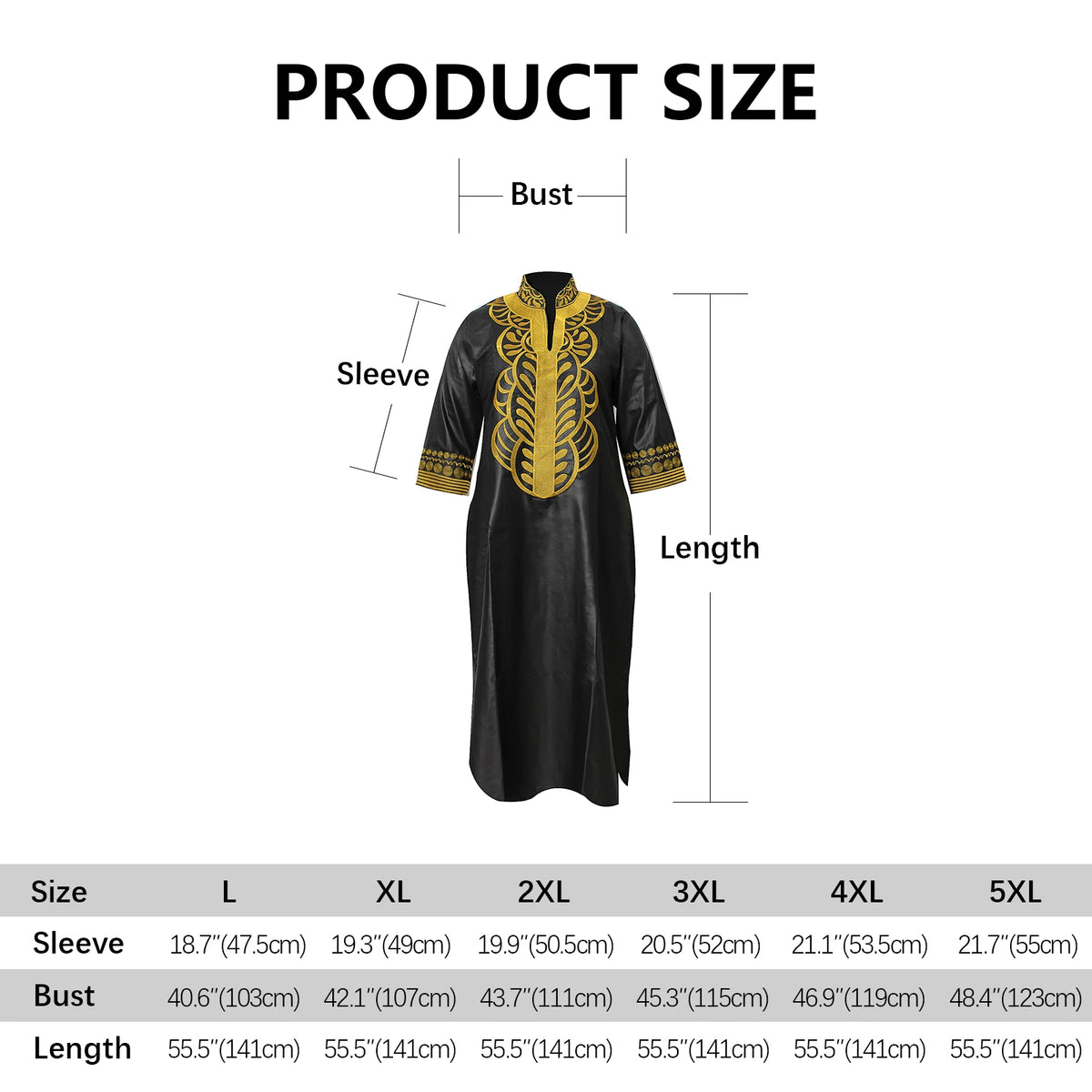 Women's Abaya Embroidered Dashiki Dress – Plus Size Party & Church Wear – alternate view 8