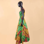 Buy African Print Maxi Dress for Women – Deep V-Neck Sleeveless High-Waist Ankara Dress Plus Size Party Wear
