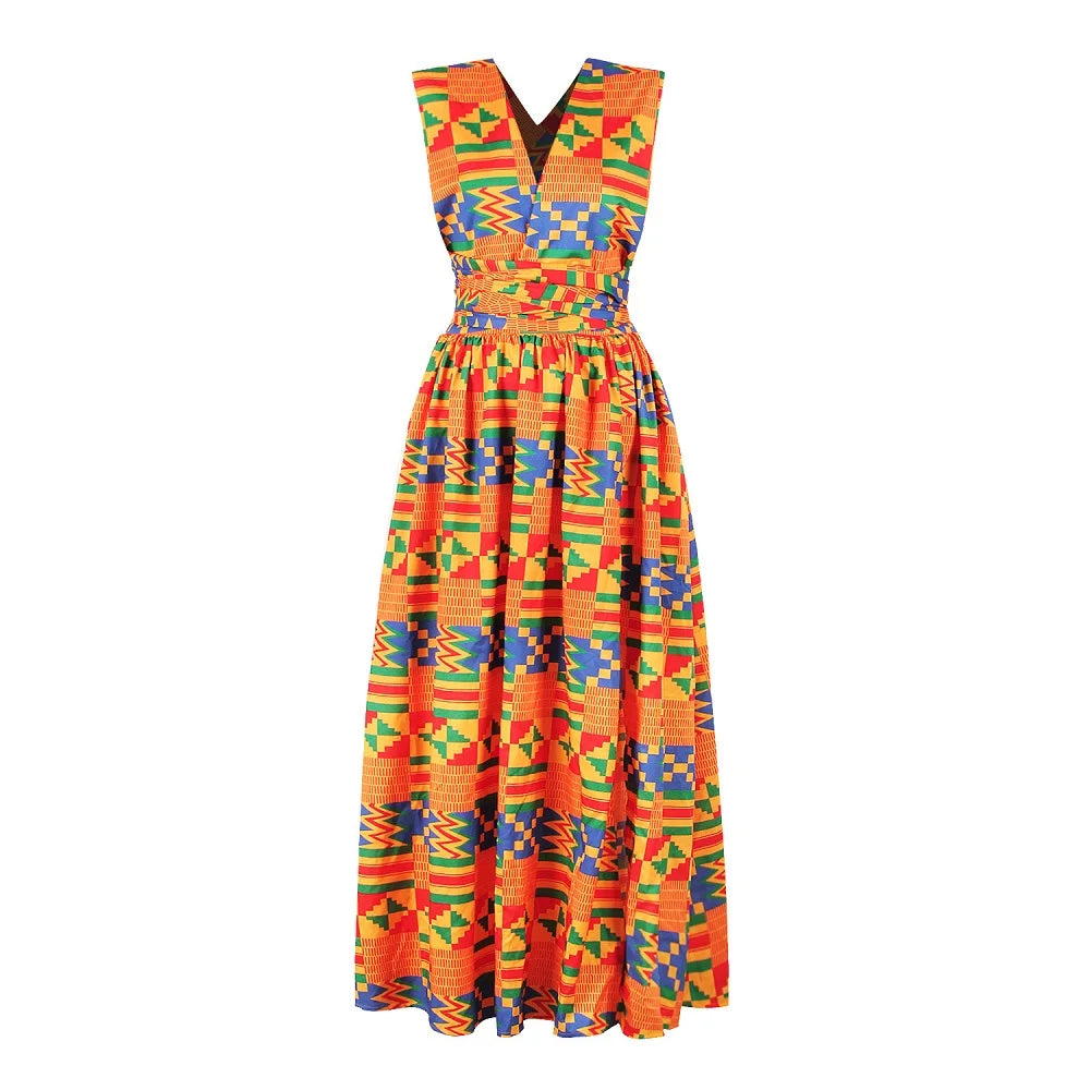 Stunning Dashiki Print Maxi Dresses: Contemporary African Fashion for Prom, Evening Parties and Special Occasions - Flexi Africa - Flexi Africa offers Free Delivery Worldwide - Vibrant African traditional clothing showcasing bold prints and intricate designs