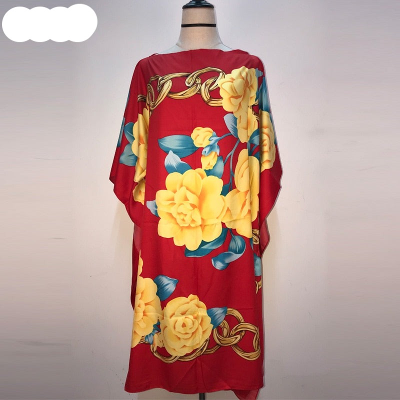 Exquisite African Fashion: Printed Silk Kaftan Maxi Dresses for Effortless Summer Style - Flexi Africa - Flexi Africa offers Free Delivery Worldwide - Vibrant African traditional clothing showcasing bold prints and intricate designs