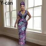 Women's African-Print V-Neck Maxi Dress & Headwrap, image 14 of 16 – Flexi Africa
