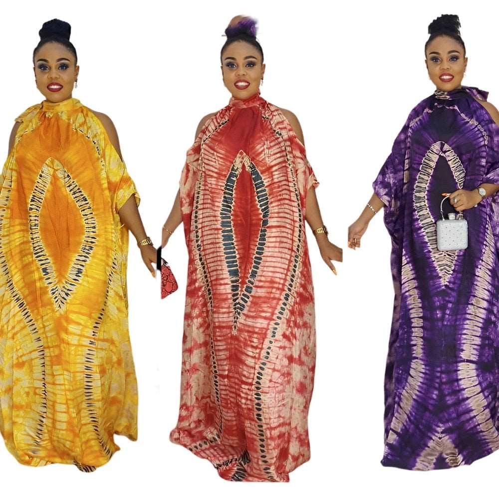 African Heritage Classic Pattern Chiffon Off-the-Shoulder Plus Size Dress - Flexi Africa - Flexi Africa offers Free Delivery Worldwide - Vibrant African traditional clothing showcasing bold prints and intricate designs
