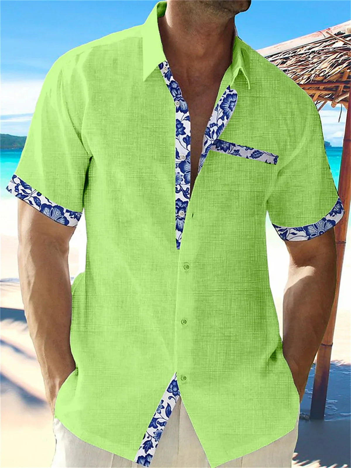Summer Style Essentials: Premium African Beach Shirts for Men – Classic Comfort in Plus Sizes - Flexi Africa - Flexi Africa offers Free Delivery Worldwide - Vibrant African traditional clothing showcasing bold prints and intricate designs