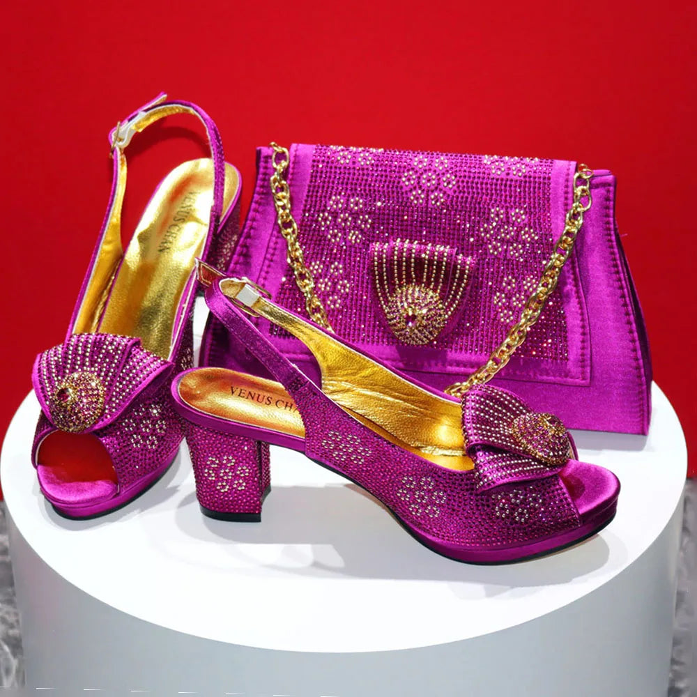Women's Sequin Pointed-Toe Slingback Heels & Bag Set – 6.5cm Block Heel – alternate view 15
