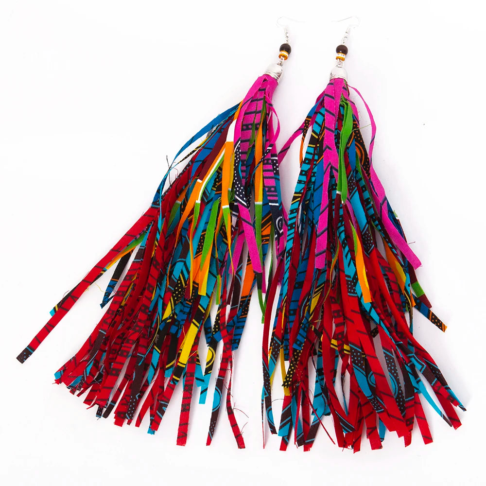 Women's African-Print Tassel Drop Earrings, image 6 of 35 – Flexi Africa