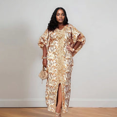 Women's African Abaya Dress – Luxury Caftan Gown for Evening & Celebration - Free Delivery Worldwide only at Flexi Africa