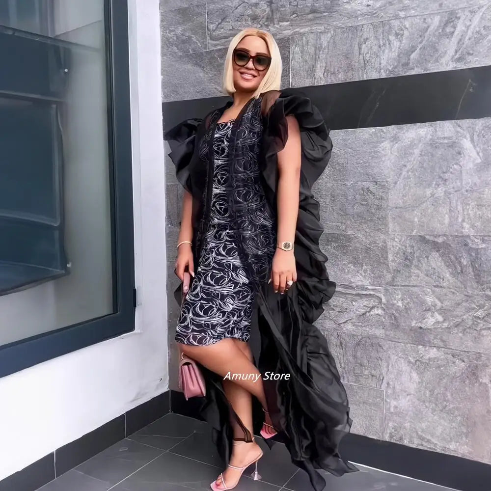 African Women's Beach Dress – Mesh Gauze Cape with Printed Design for Summer