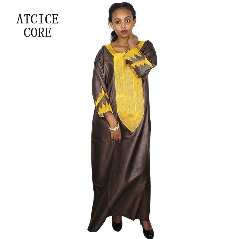 Buy African Dresses For Woman Soft Material Embroidery Design Long Dress Without Scarf for only $14.23 at Flexi Africa!