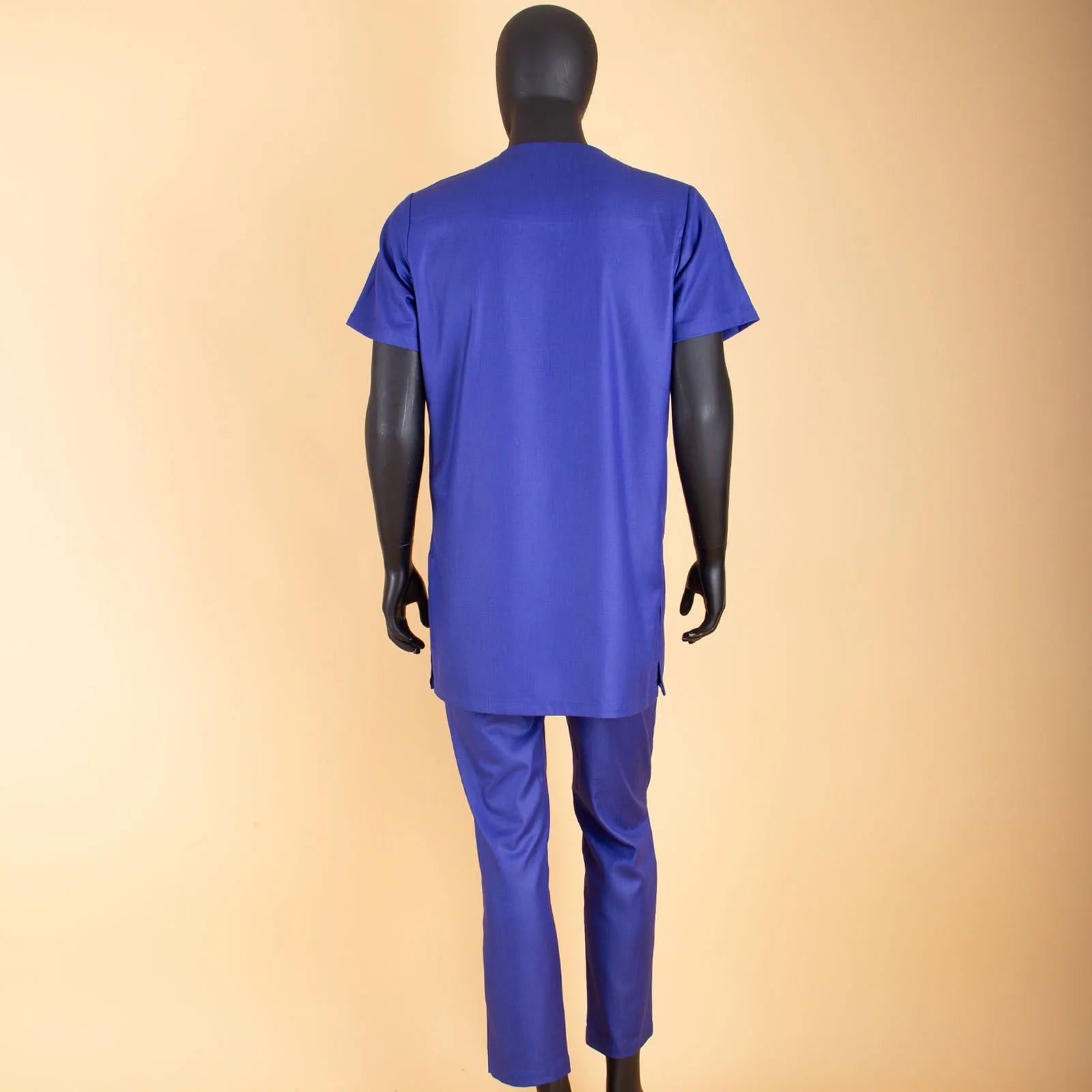 African Clothes for Men – Agbada Robe Embroidery Shirt, Pants, Hat 4PC Set with Chain