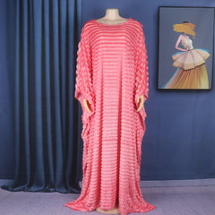 African Bubu Dress for Women – Loose Fit Fluffy Fabric with Round Neck and Batwing Sleeves