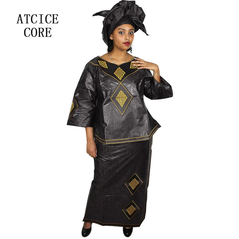 Women's Embroidered Long Dress with Matching Headscarf, image 5 of 6 – Flexi Africa