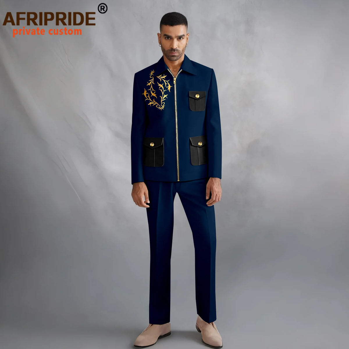 Men's Dashiki Zip Jacket & Pants 2-Piece Set – alternate view 3