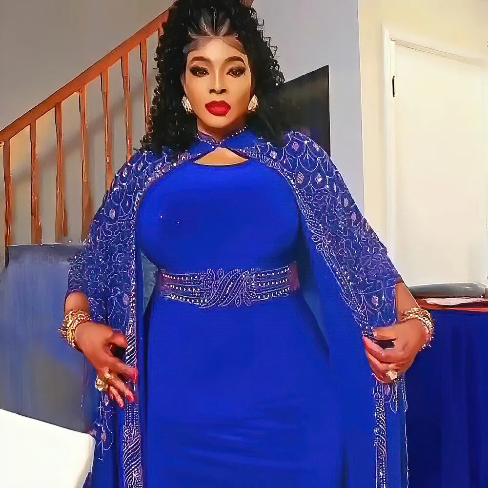 Women's Rhinestone Kanga Dress 2-Piece Set – Elegant African Party Gown – alternate view 35